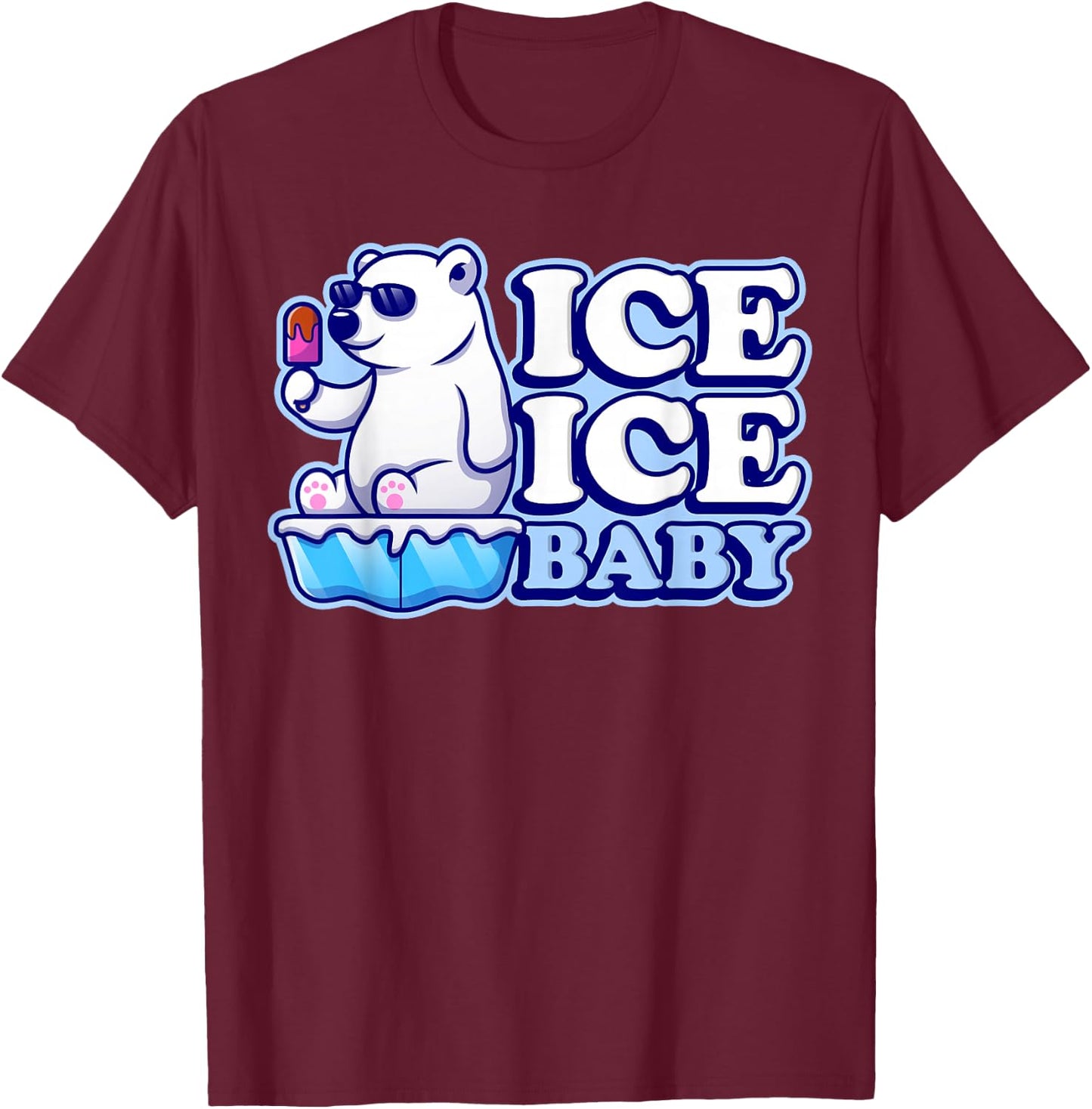 Ice Ice Baby Polar Bears T-Shirt - T-Shirt | Maroon