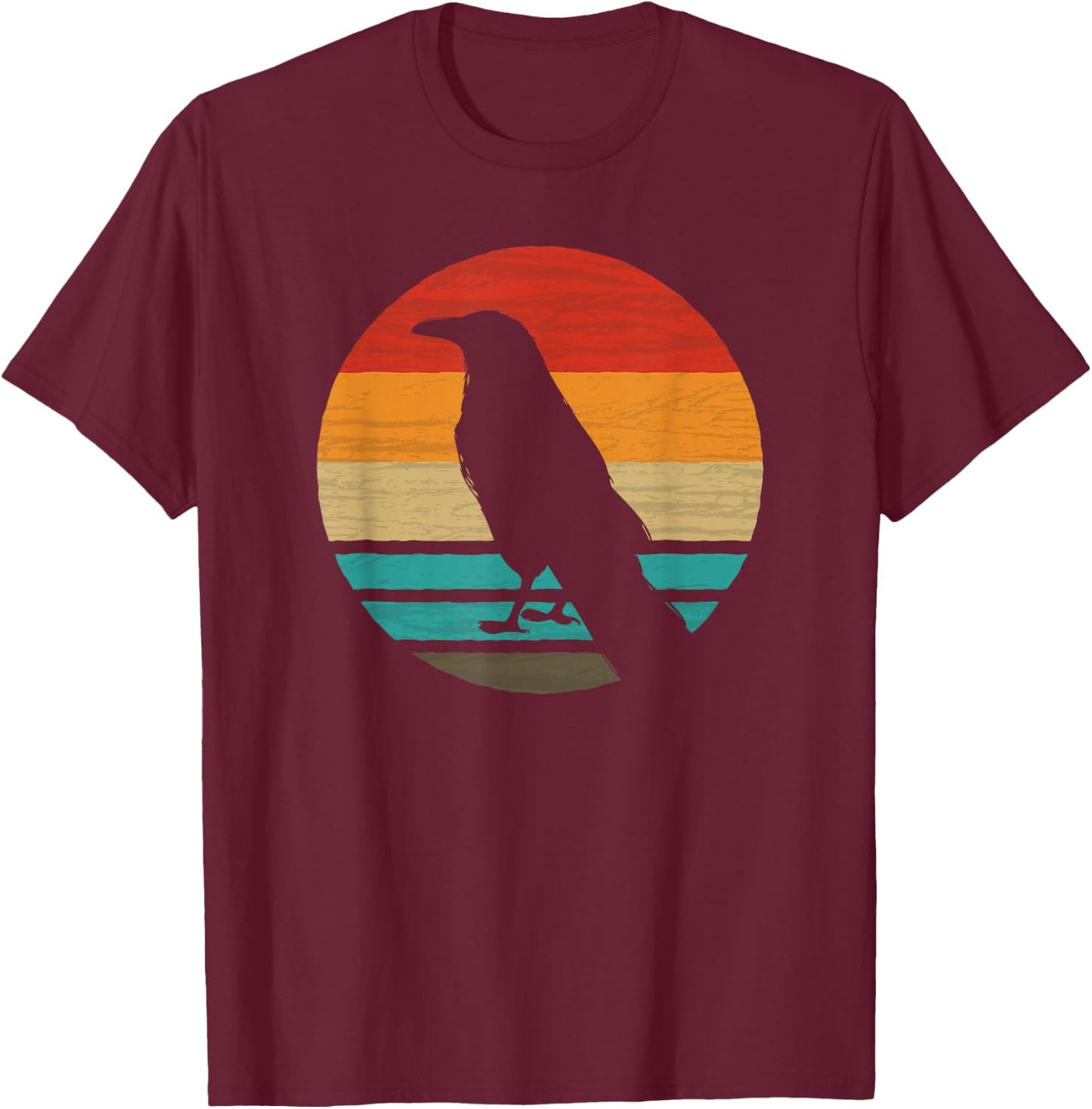 Raven Retro Style Vintage T-Shirt - T-Shirt | Maroon