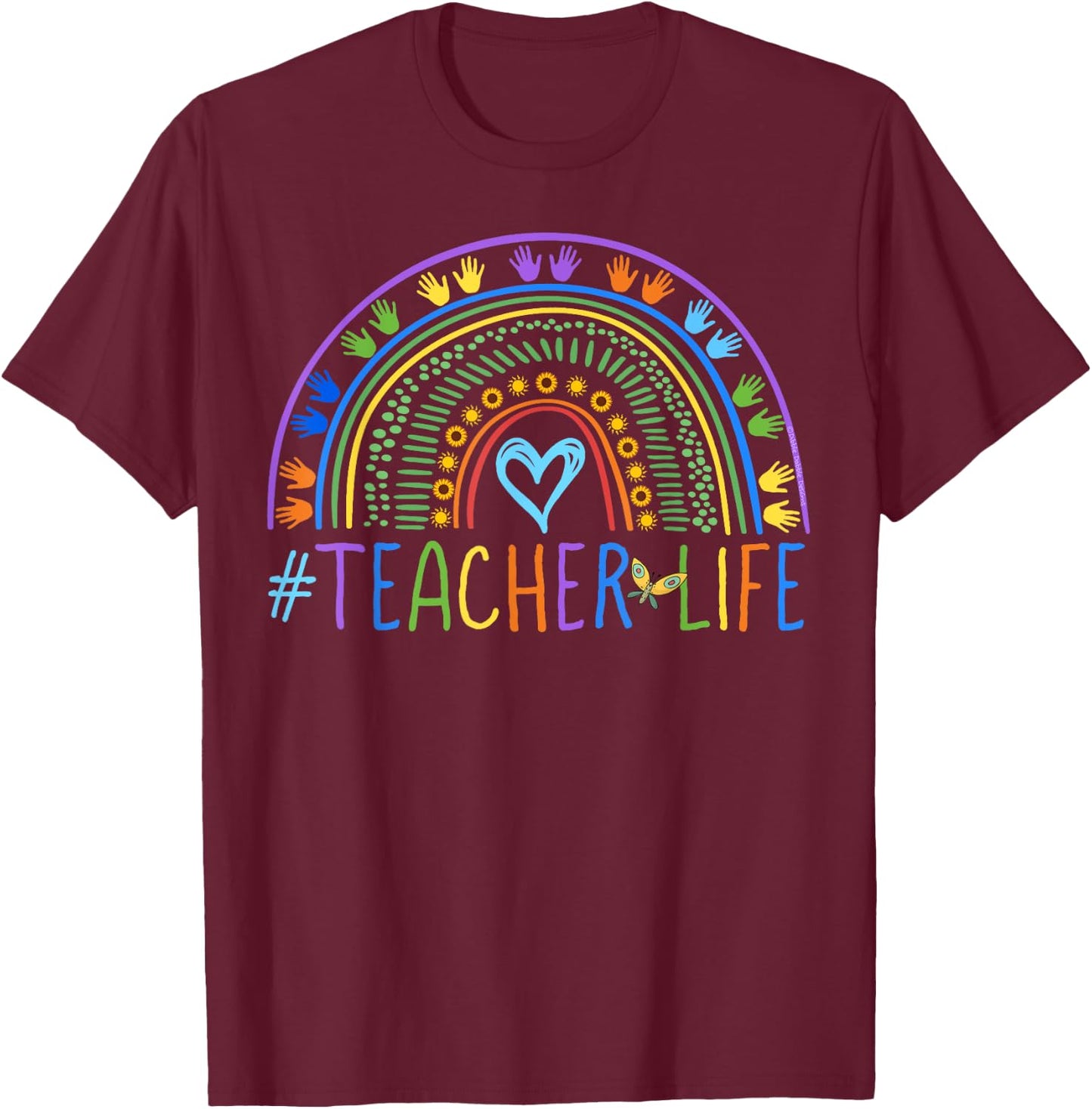Little Hands Teacher Life Colorful Rainbow - Teachers Women T-Shirt - T-Shirt | Maroon