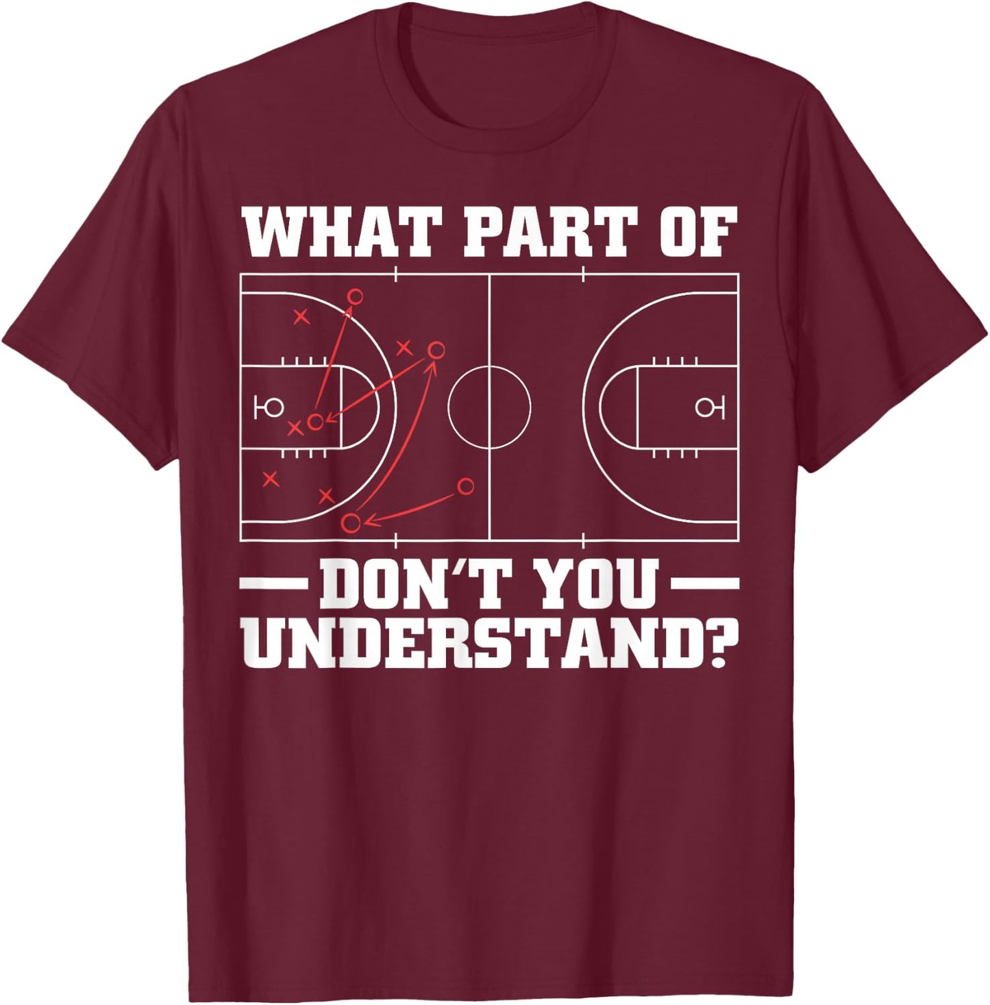 Funny Basketball Coach Women Tactic Diagram Board T-Shirt - T-Shirt | Maroon