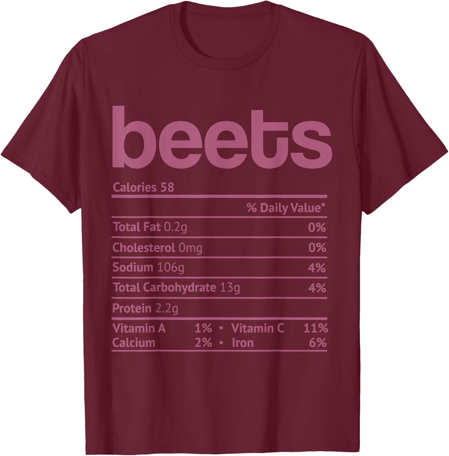 Beets Nutrition Facts Funny Thanksgiving Christmas Food T-Shirt - T-Shirt | Maroon
