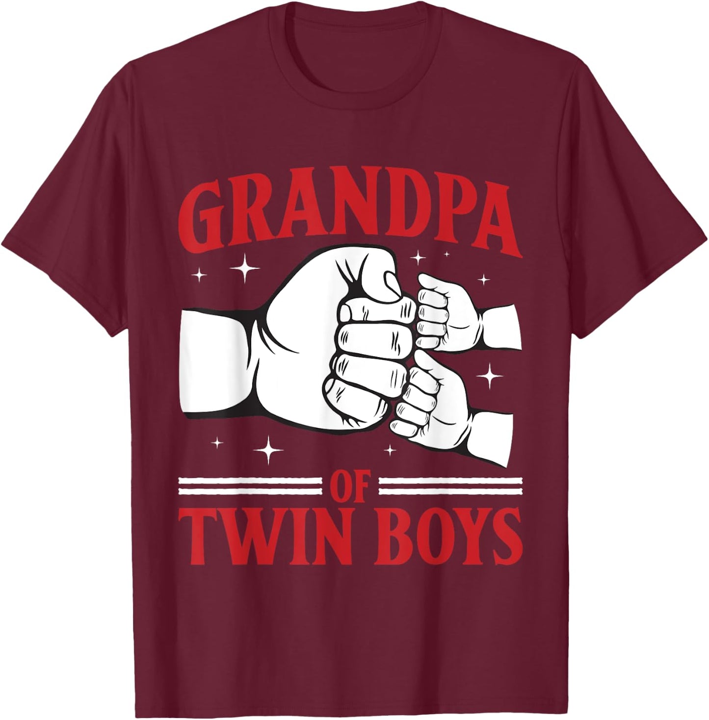 Twin Grandpa Grandfather Of Two Grandpa Of Twin Boys T-Shirt - T-Shirt | Maroon