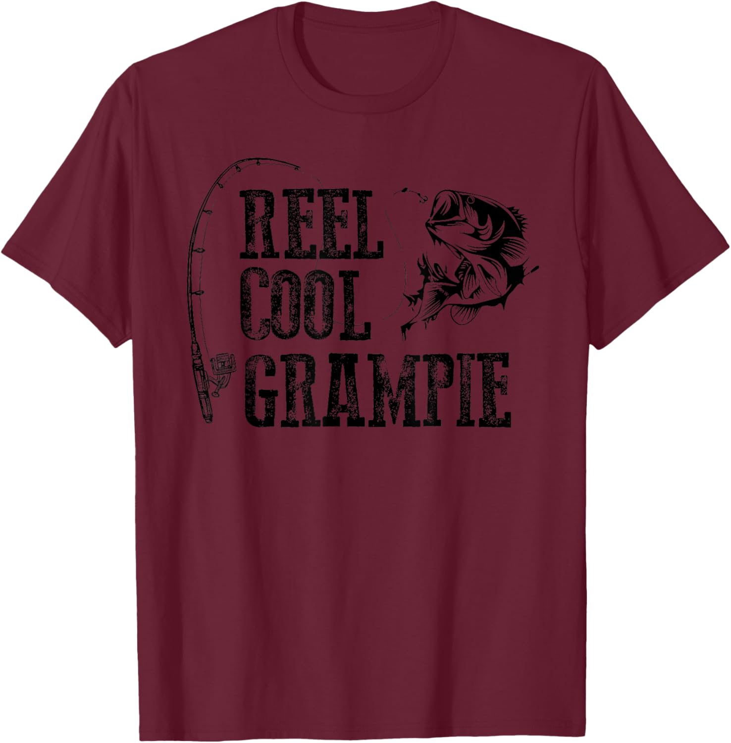 Grampie Fishing: Reel Cool Grampie Funny Gift T-Shirt - T-Shirt | Maroon