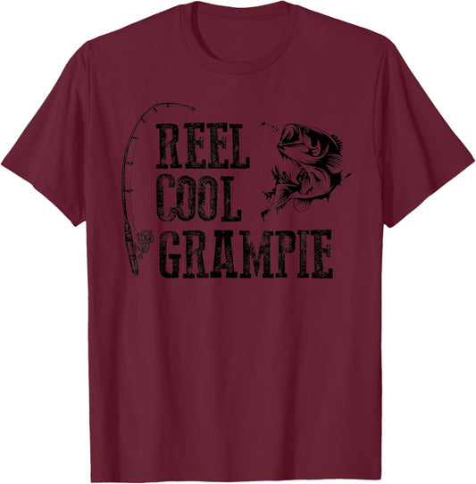 Grampie Fishing: Reel Cool Grampie Funny Gift T-Shirt - T-Shirt | Maroon
