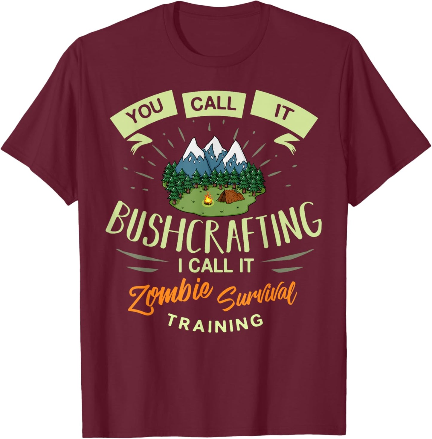 Bushcraft Survival Gift Knife Outdoor Training T-Shirt - T-Shirt | Maroon