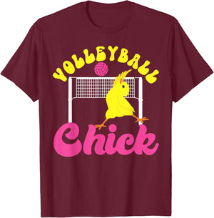 Volleyball Player Team Chicken Volleyball Chick T-Shirt - T-Shirt | Maroon