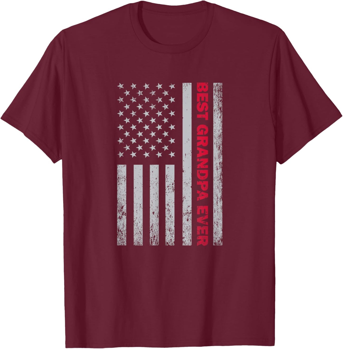 Best Grandpa Ever US American Flag T-Shirt - T-Shirt | Maroon