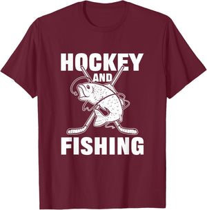 Hockey And Fishing Ice Hockey Fish Hunting T-Shirt - T-Shirt | Maroon
