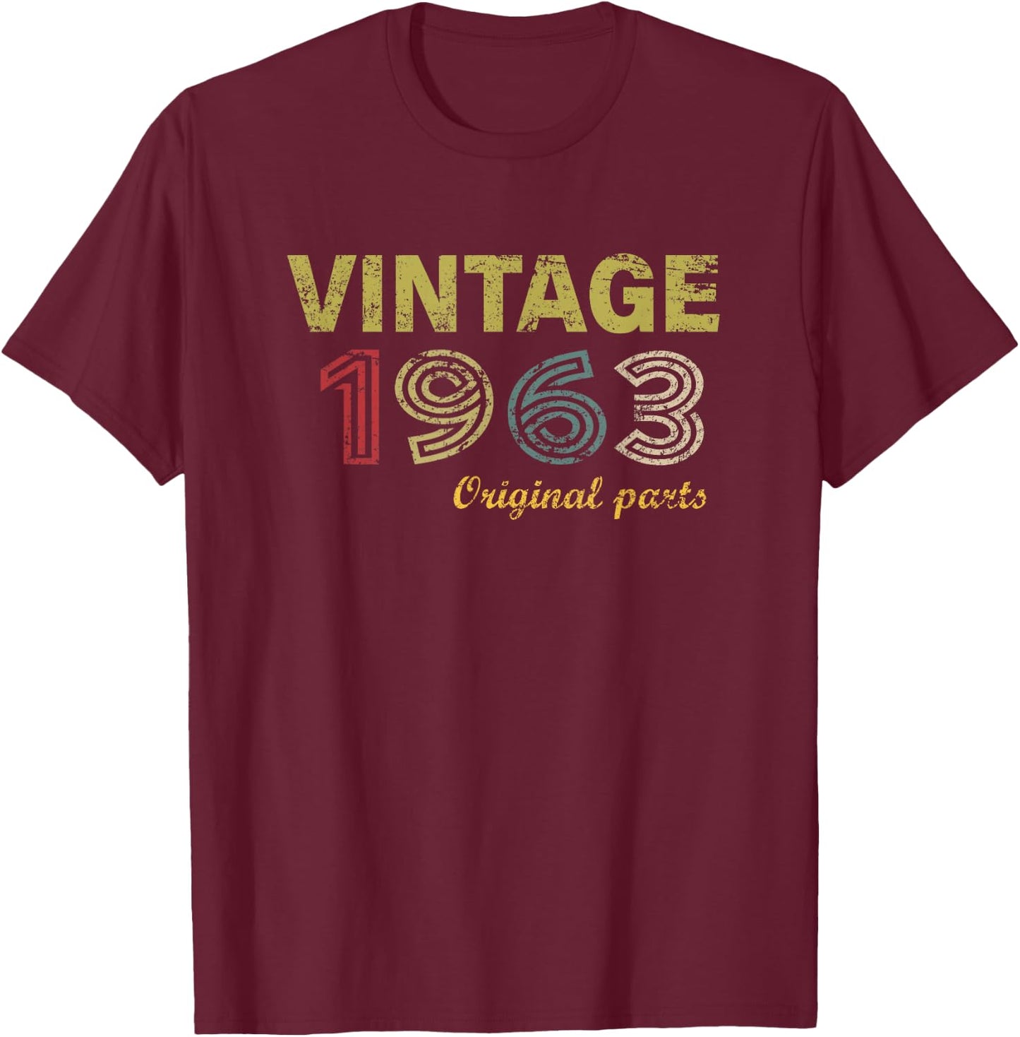 Vintage 1963 Cool 63 Year Old Bday Men Women 63rd Birthday T-Shirt - T-Shirt | Maroon