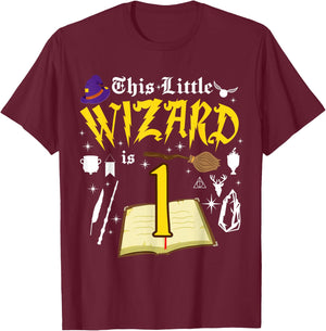 1st Birthday Wizard Magic 1 Year Old Funny B-Day Matching T-Shirt - T-Shirt | Maroon