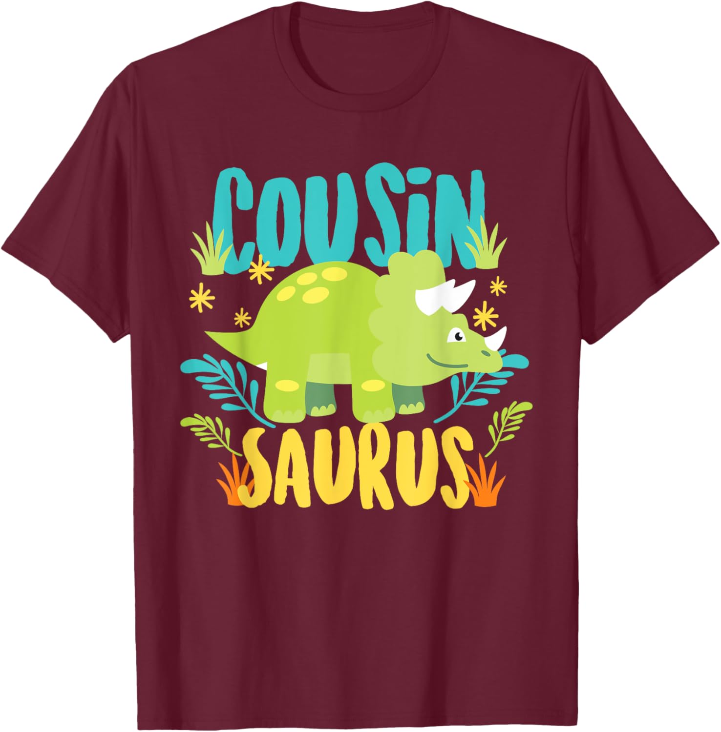 Cousin Saurus Rex Dino Dinosaur for Kids T-Shirt - T-Shirt | Maroon