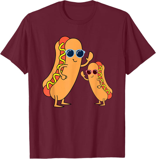 Cool Franks Sausages Weiner Fast Food Sunglasses Hot Dog T-Shirt - T-Shirt | Maroon
