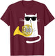 Jazz Cat Playing French Horn - Cool Smooth T-Shirt - T-Shirt | Maroon