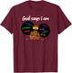God says I Am Black Melanin Girl Kids Toddler Princess Queen T-Shirt - T-Shirt | Maroon