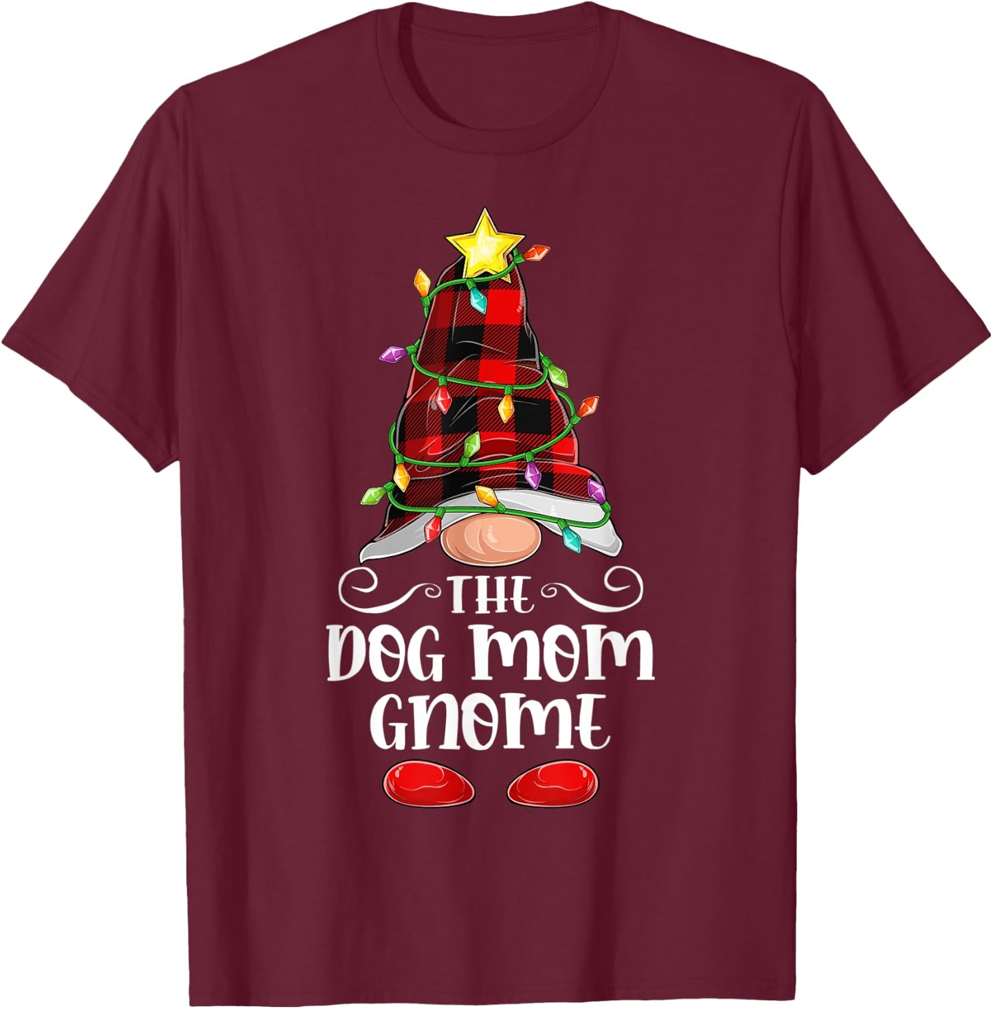 The Dog Mom Gnome - Matching Family Group Christmas Gnome Men Women T-Shirt - T-Shirt | Maroon
