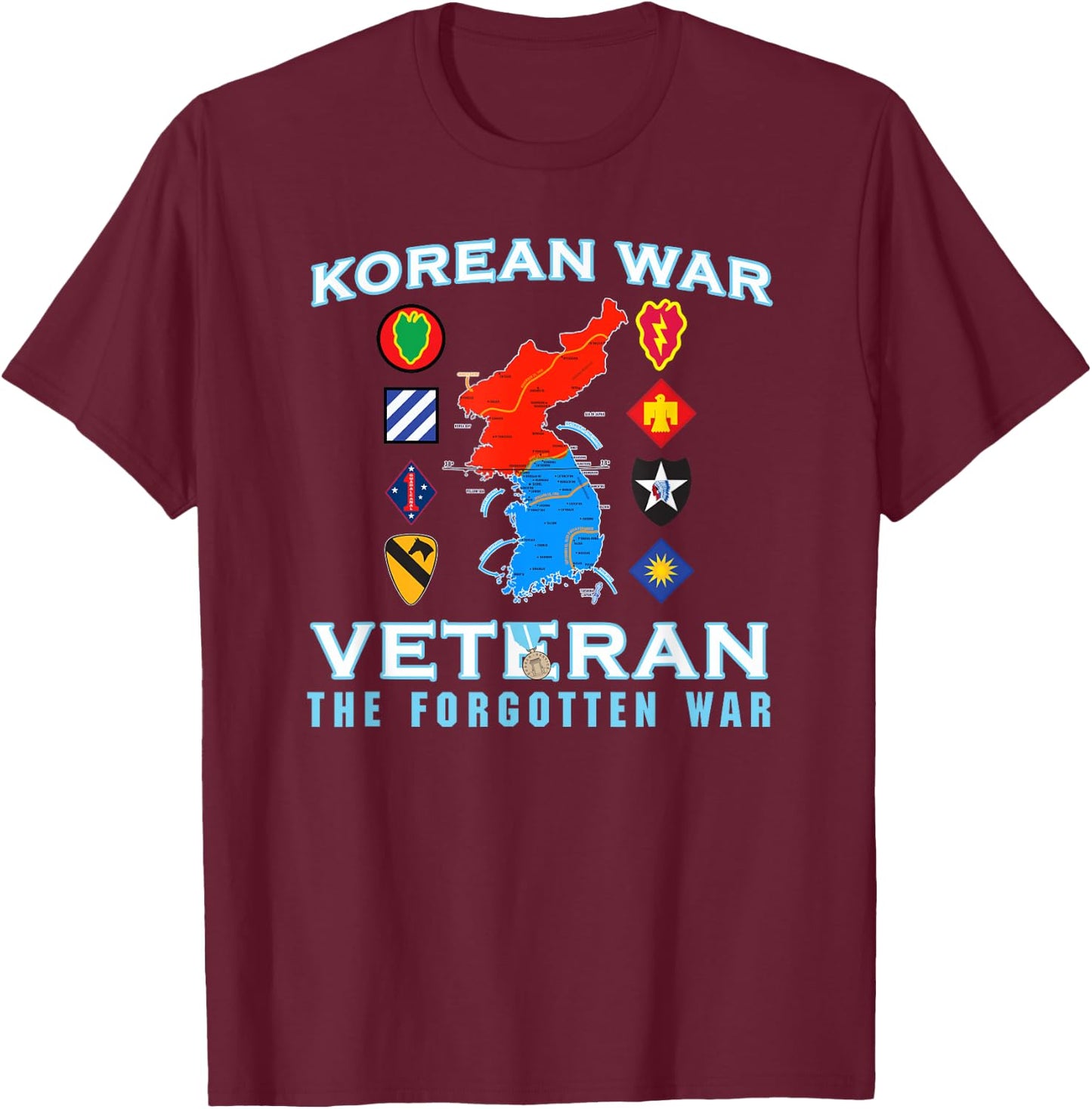 Korean War Veteran the Forgotten War T-Shirt - T-Shirt | Maroon