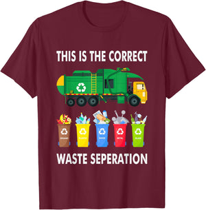Recycling Trash Waste Separation Garbage Truck T-Shirt - T-Shirt | Maroon