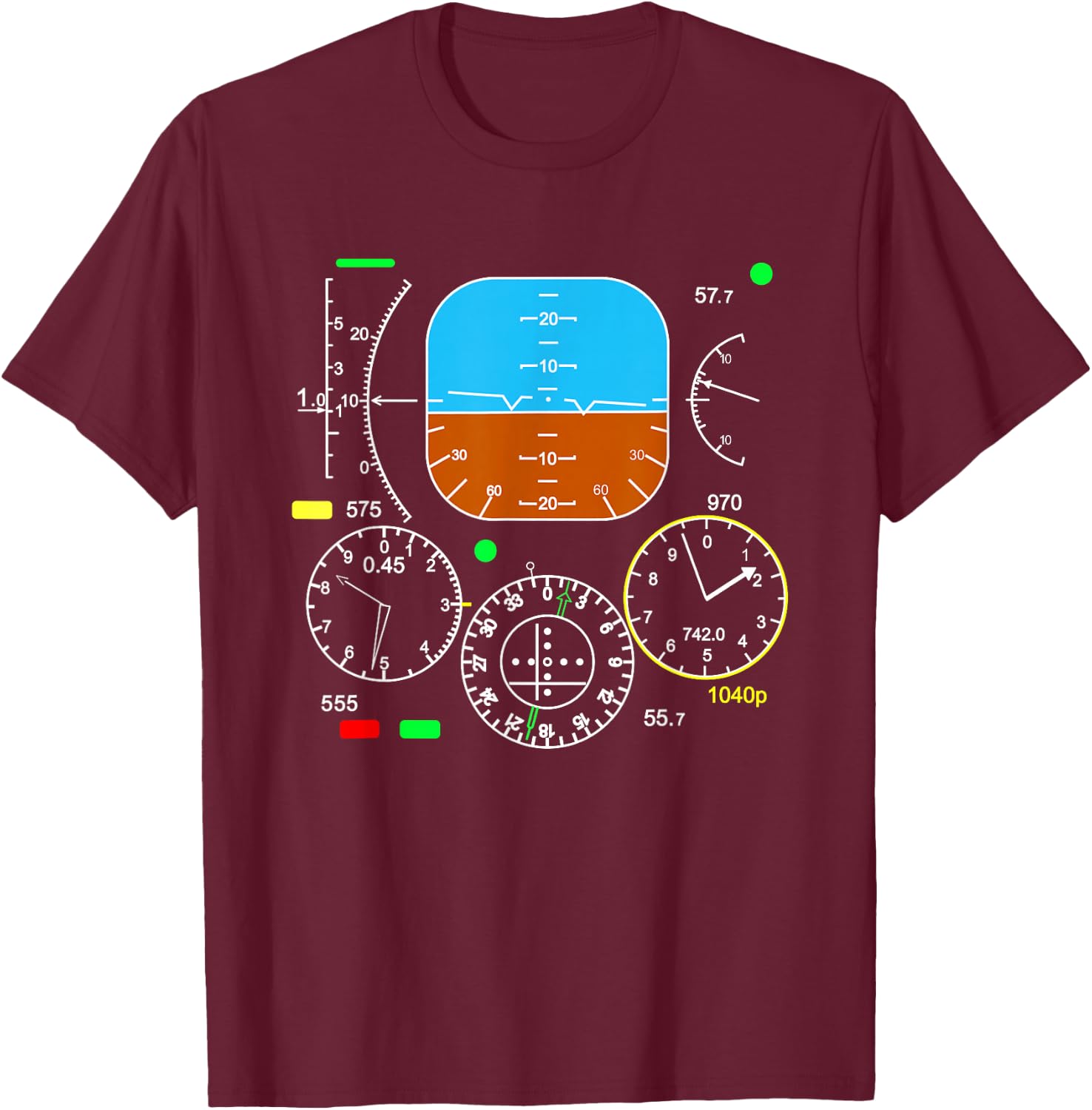 Aeroplane Cockpit Control Panel! Pilot Gift T-Shirt - T-Shirt | Maroon