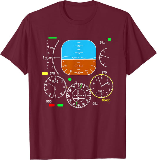 Aeroplane Cockpit Control Panel! Pilot Gift T-Shirt - T-Shirt | Maroon