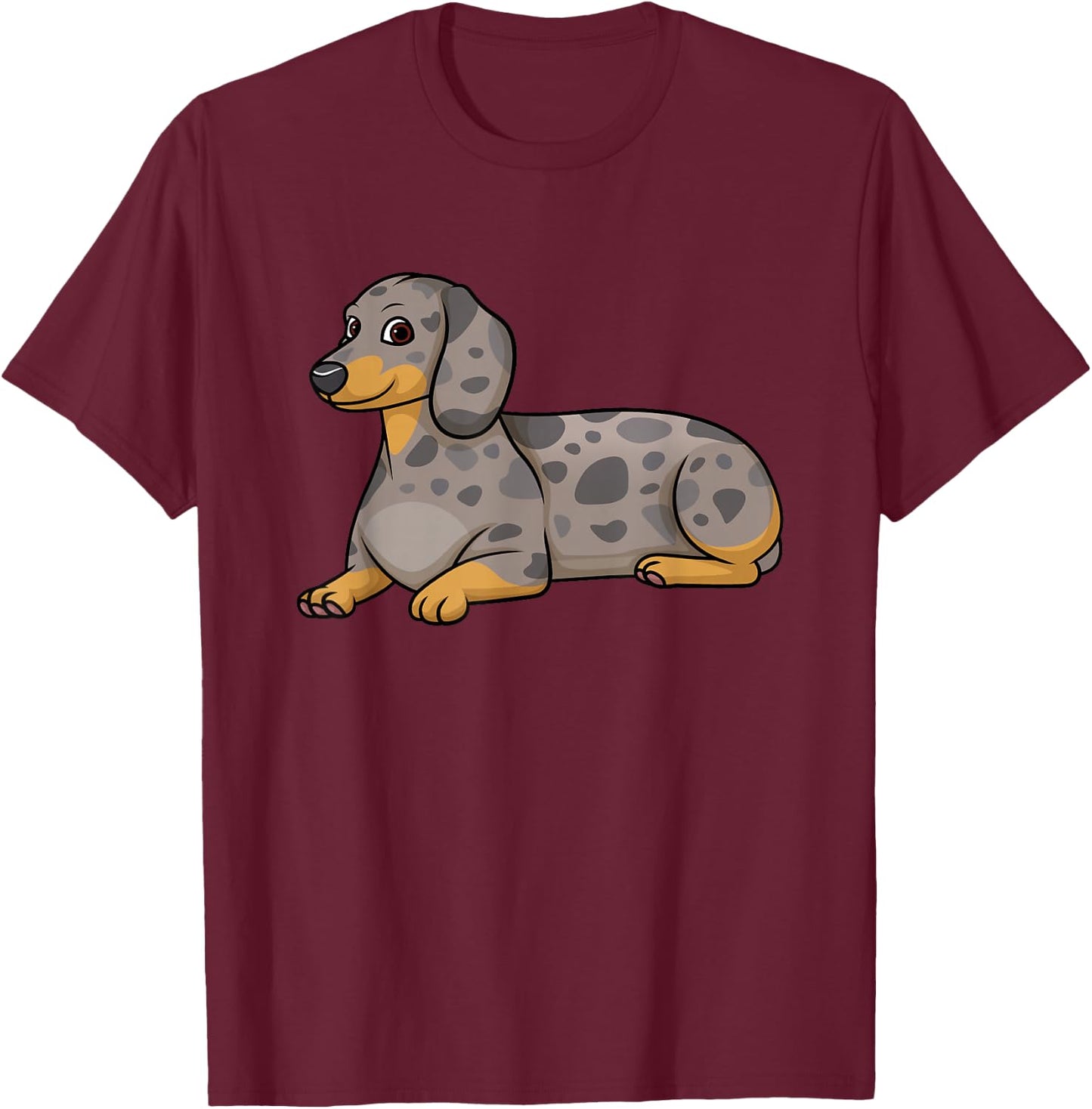 Dapple Dachshund Dog Lying Down T-Shirt - T-Shirt | Maroon
