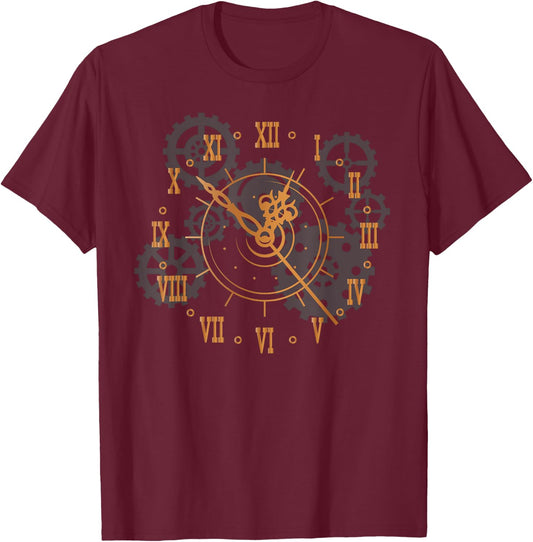 Vintage Steampunk Clock Gears Steampunk T-Shirt - T-Shirt | Maroon