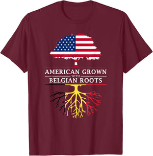 American Grown with Belgian Roots - Belgium T-Shirt - T-Shirt | Maroon