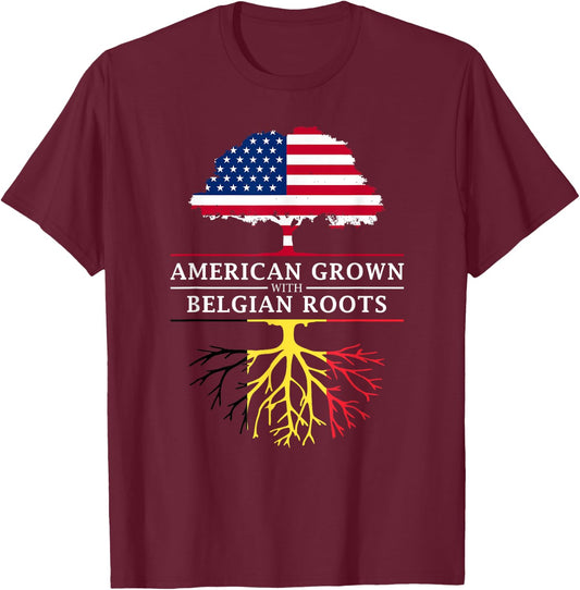 American Grown with Belgian Roots - Belgium T-Shirt - T-Shirt | Maroon