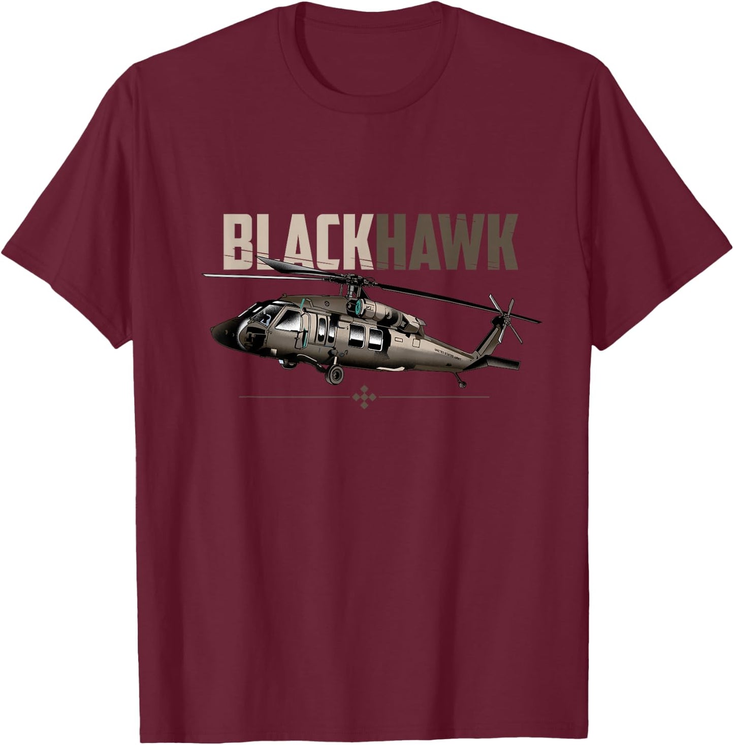 Military Blackhawk Helicopter Airplane T-Shirt - T-Shirt | Maroon