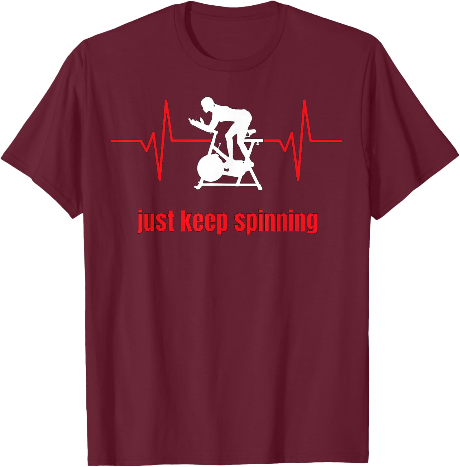 Just Keep Spinning Ekg Woman's Spin Cycle Workout T-Shirt - T-Shirt | Maroon