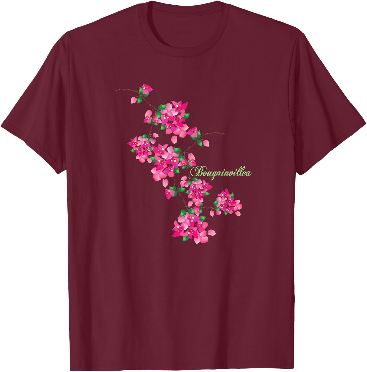 Spring, Summer, Flowers, Bougainvillea, Bright Blossoms Women Girls Kids T-Shirt - T-Shirt | Maroon