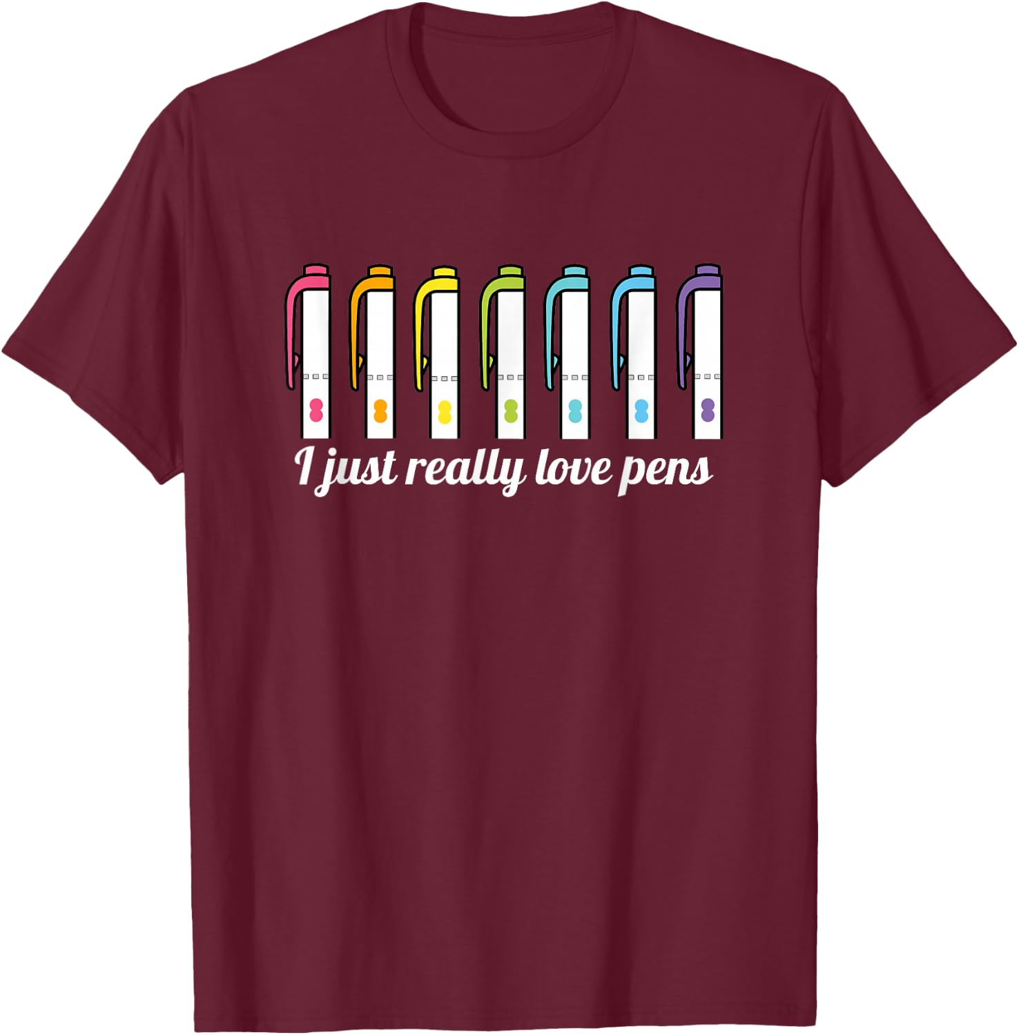 Planner Pens and Markers T-Shirt - T-Shirt | Maroon