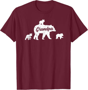 Vintage Grandpa Bear 3 Cubs T-Shirt - T-Shirt | Maroon