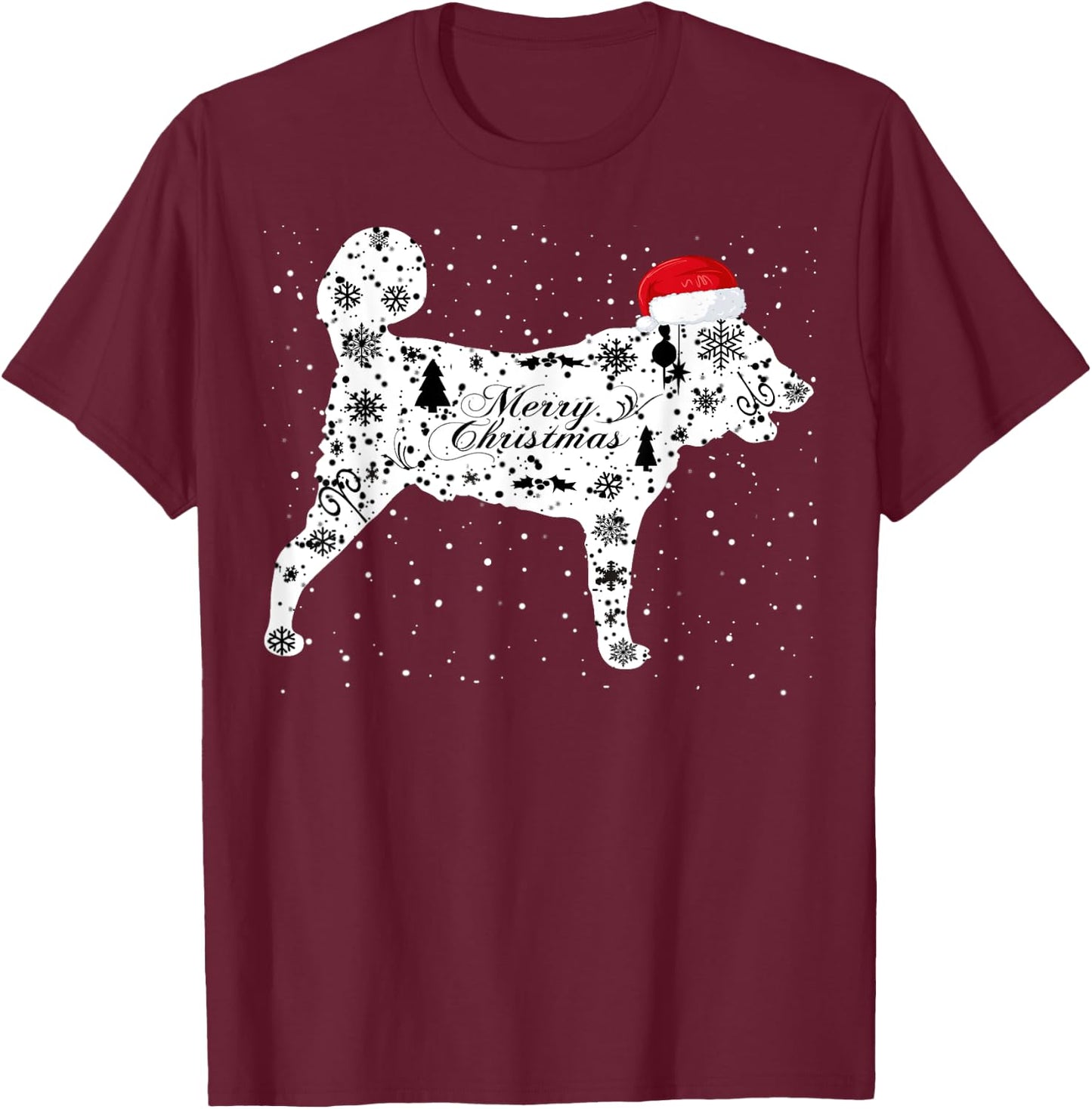 Merry Xmas Armenian Gampr Dog Dog Christmas T-Shirt - T-Shirt | Maroon