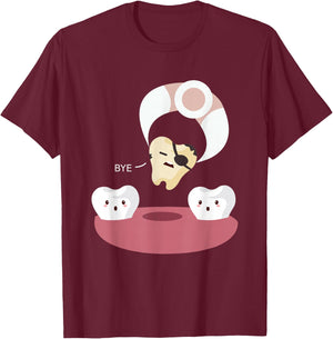 Dentistry Funny Pirate Teeth Tooth Extraction Humor Dentist T-Shirt - T-Shirt | Maroon