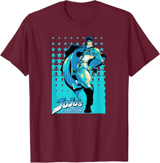 JoJo Part 1 Phantom Blood Jonathan Joestar Star Pattern T-Shirt - T-Shirt | Maroon
