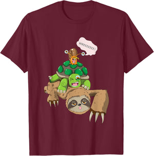 Sloth turtle snails motif animal lover Wheeee T-Shirt - T-Shirt | Maroon