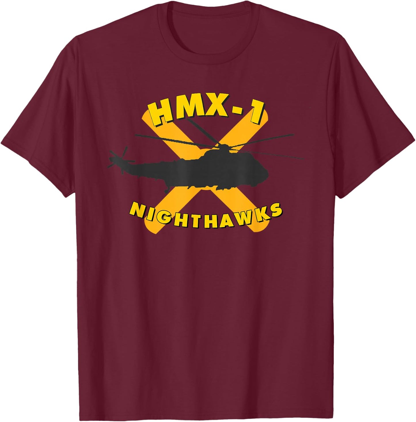 HMX-1 Nighthawks Presidential Helicopter Squadron VH-3D T-Shirt - T-Shirt | Maroon