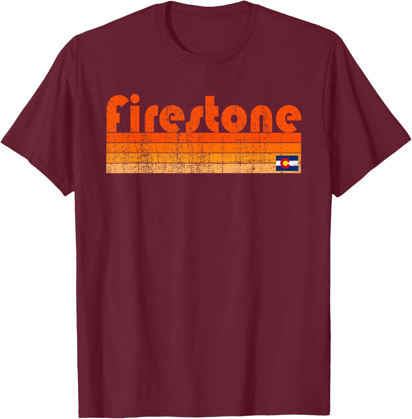 Retro 80s Style Firestone CO T-Shirt - T-Shirt | Maroon