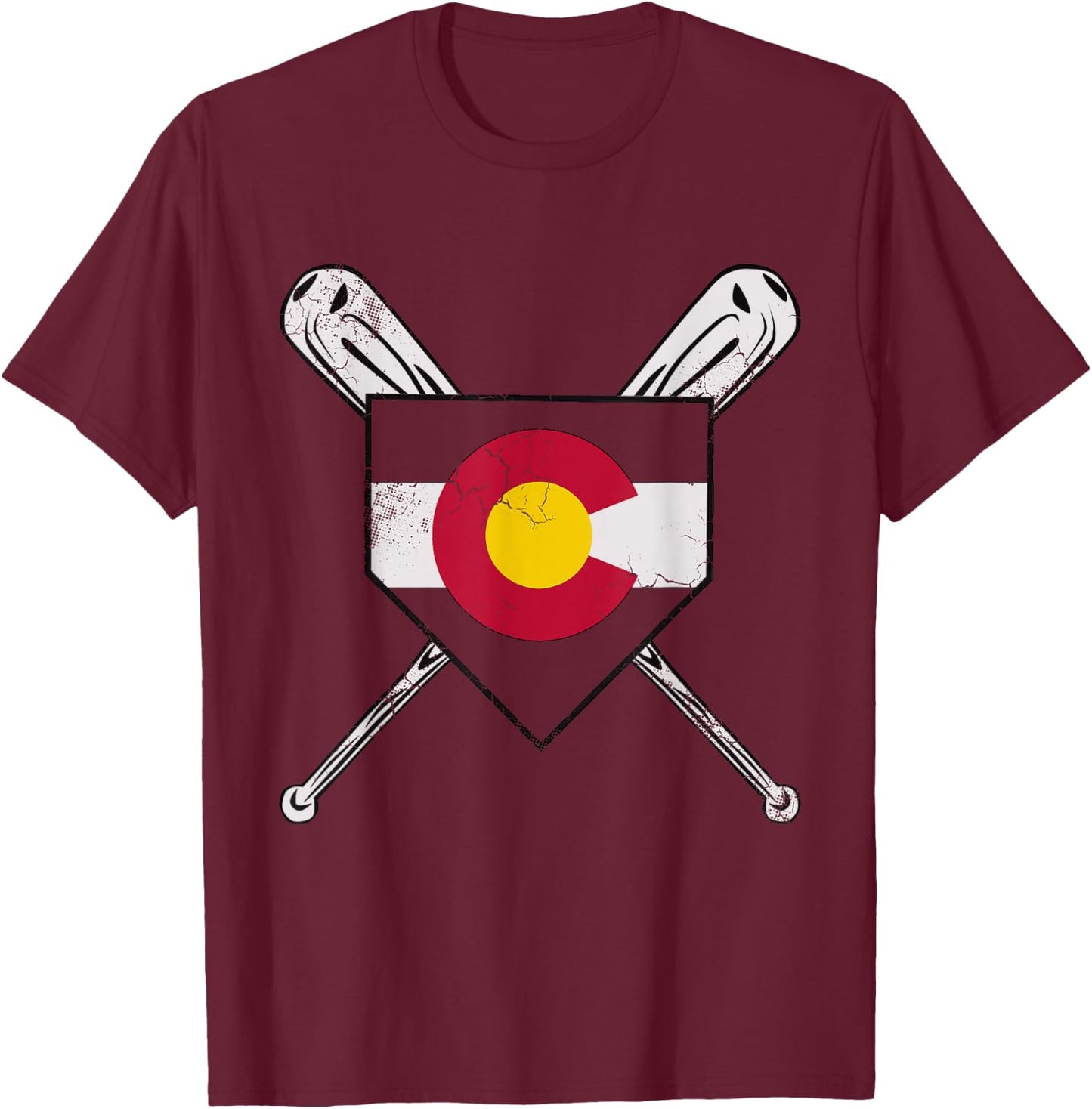 Colorado Flag Baseball Home Team Player Coach Mom Dad T-Shirt - T-Shirt | Maroon