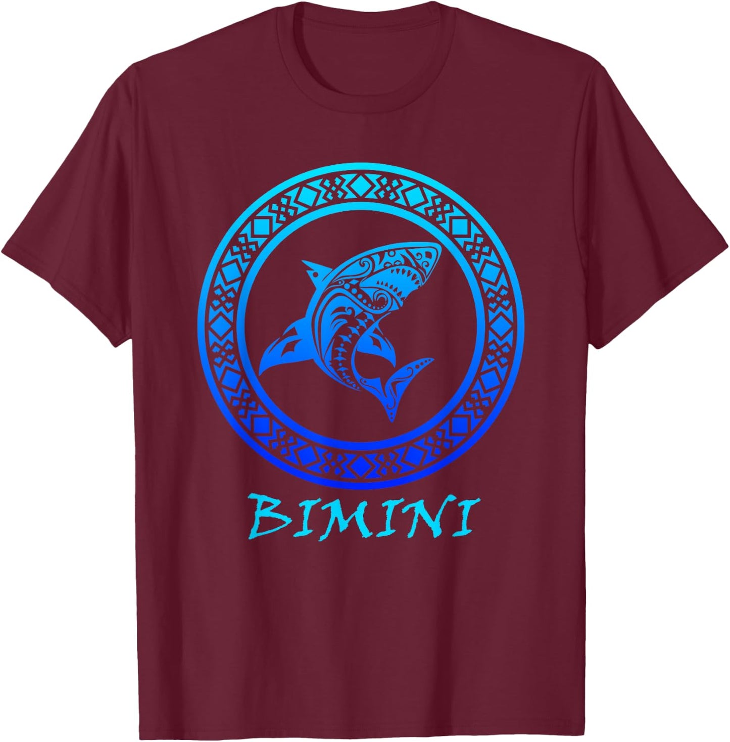 Bimini Bahamas Vintage Retro Tribal Shark Vacation T-Shirt - T-Shirt | Maroon
