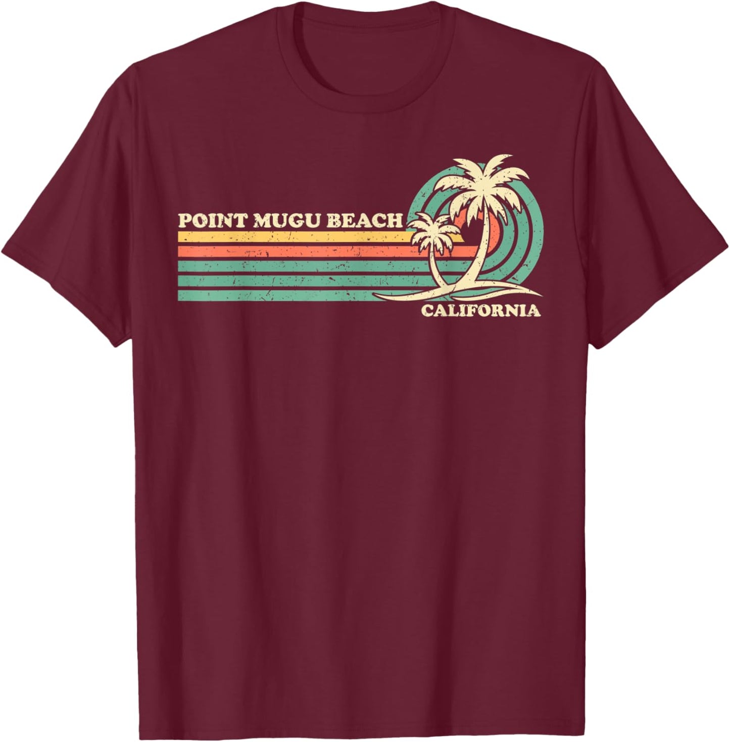 Vintage Retro Summer Vacation California Point Mugu Beach Men Women Kids T-Shirt - T-Shirt | Maroon