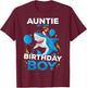 Auntie of The Birthday Boy Shark Ocean Theme Matching Family T-Shirt - T-Shirt | Maroon