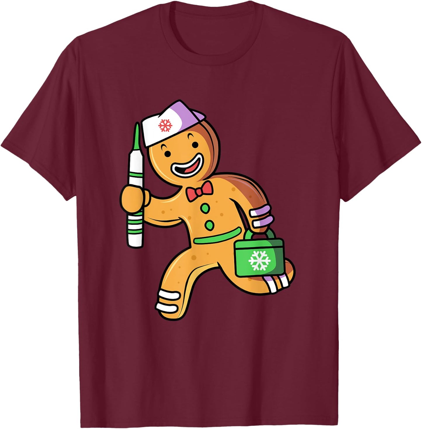 Gingerbread Man Christmas Gingerbread Nurse T-Shirt - T-Shirt | Maroon