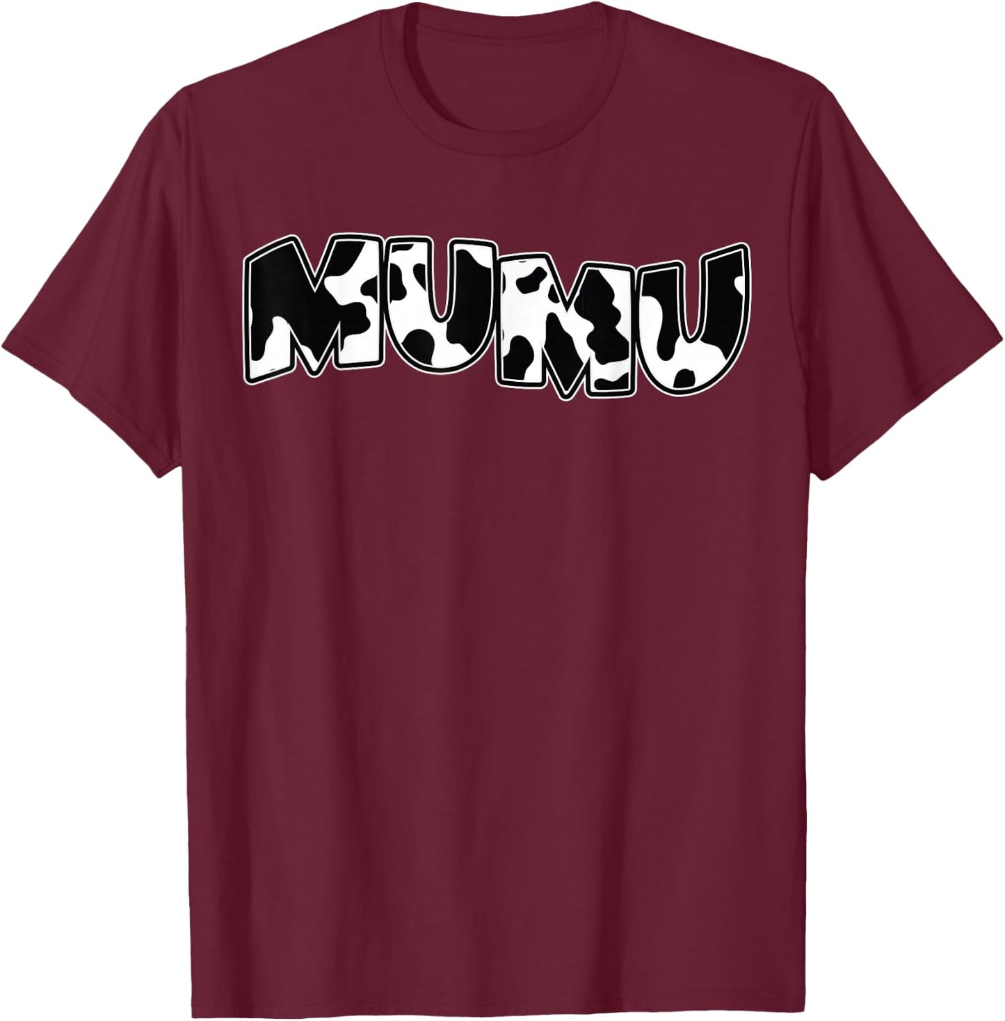 MuMu Cow Print Cow Pattern Mother Grandma Funny Matching T-Shirt - T-Shirt | Maroon