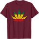 Rastafari Reggae Music Weed Leaf T-Shirt - T-Shirt | Maroon