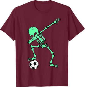 Dabbing Skeleton Soccer Shirt, Halloween Dab Shirt, Kids T-Shirt - T-Shirt | Maroon