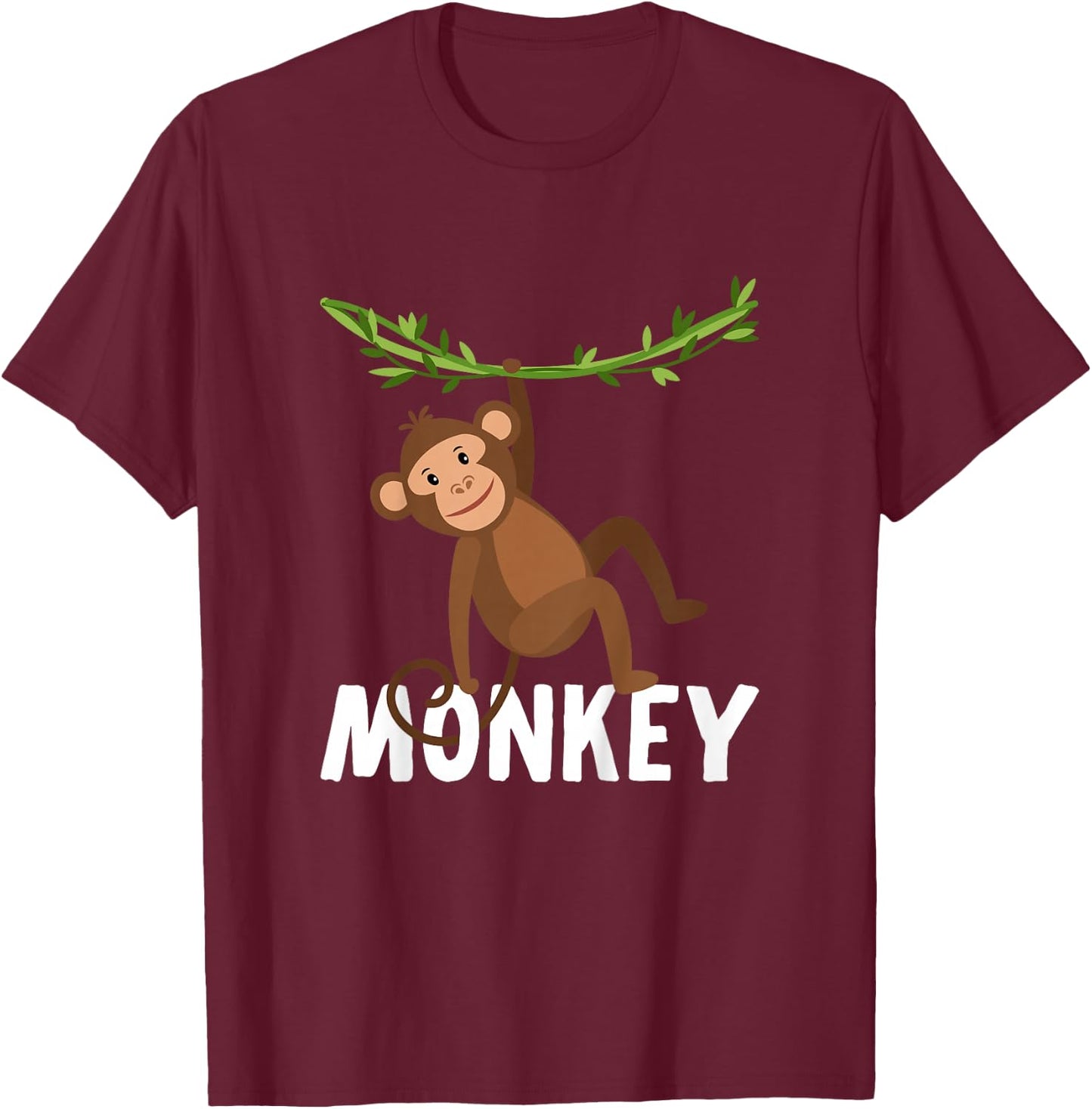 Kids Cute Monkey Shirt for Boys Or Girls T-Shirt - T-Shirt | Maroon