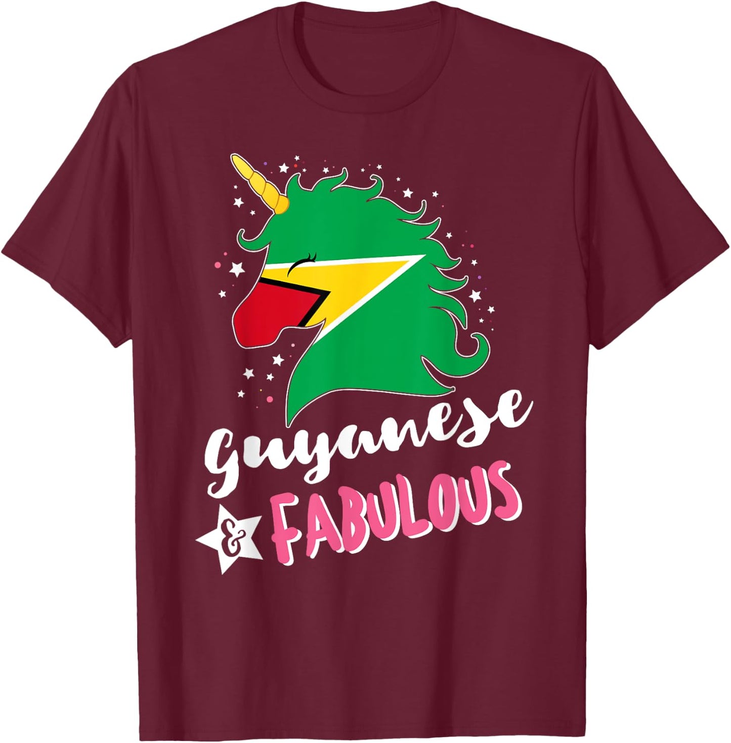 Guyananese Unicorn Guyana Flag T-Shirt - T-Shirt | Maroon