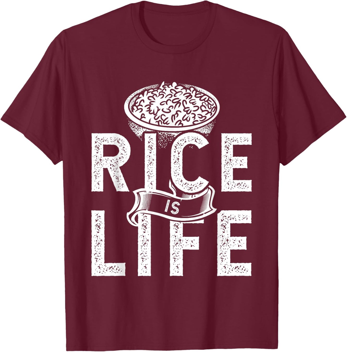Funny Rice Design Women Rice Asian Food Dish Lovers T-Shirt - T-Shirt | Maroon
