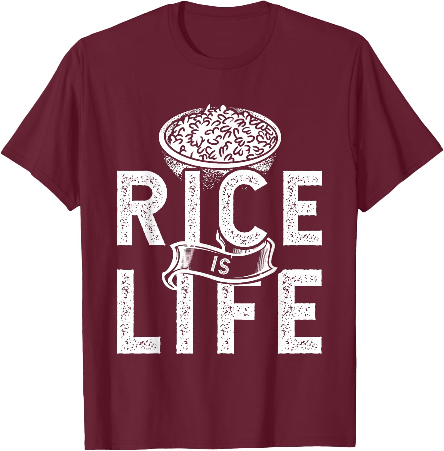 Funny Rice Design Women Rice Asian Food Dish Lovers T-Shirt - T-Shirt | Maroon